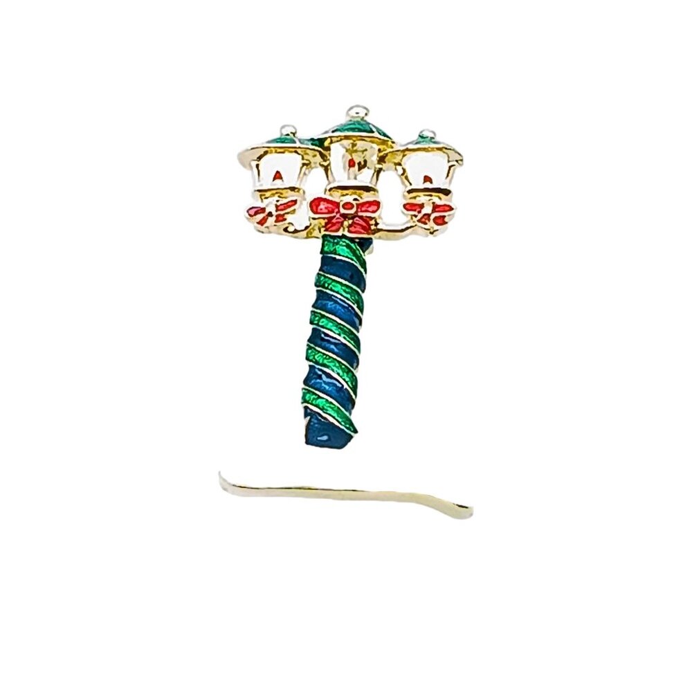 Vintage Christmas Lamp Post Pin Brooch AAI Holiday Jewelry